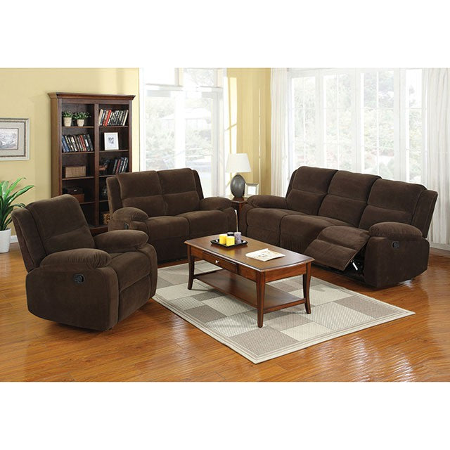 Haven Dark Brown Love Seat w/ 2 Recliners