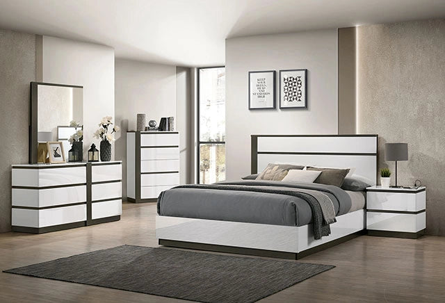 BIRSFELDEN Cal.King, E.King, & Queen Bed, White