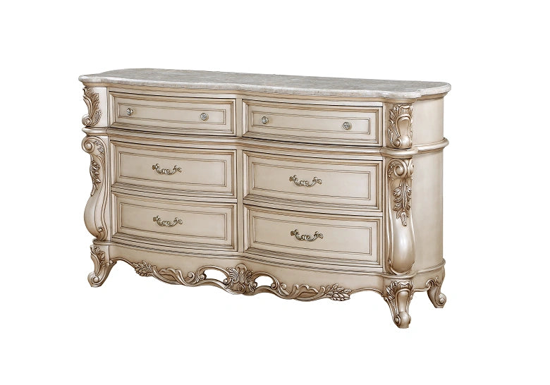 Gorsedd Marble & Antique White Dresser