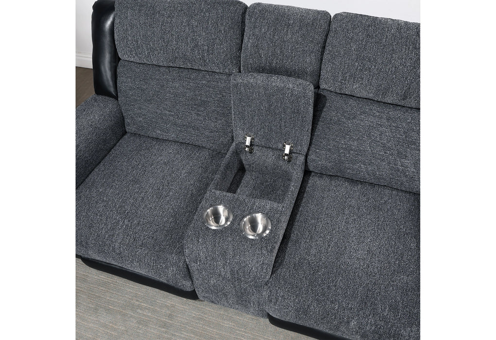 U5914 Grey/Black Reclining Sofa/Console Reclining Loveseat