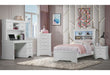 Pompei Metallic White Bookcase Twin Bed with LED