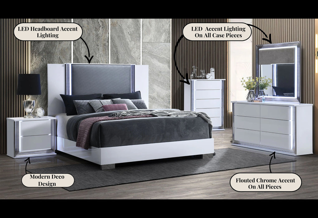 Ylime Smooth White King Bed Group Fully Slatted