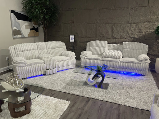 U8686 Black Pwr Rec Sofa W/ LED/Pwr Console Rec Loveseat W/LED