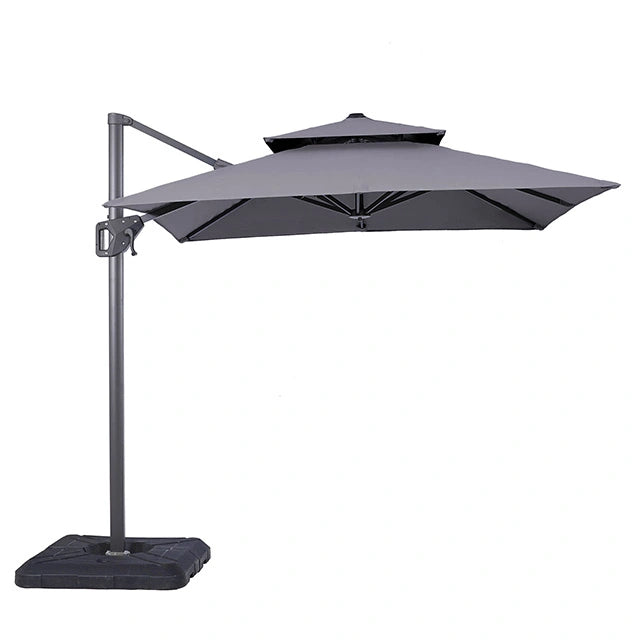 Fida 8 Ft Square Umbrella w/ Double Top + 37" Large Base