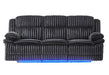 U8686 Black Pwr Rec Sofa with LED, Hidden Drawer and Drop Down Table