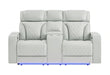 U8611 Blanche Pwr Con Rec Loveseat with PHR, LED and Speaker