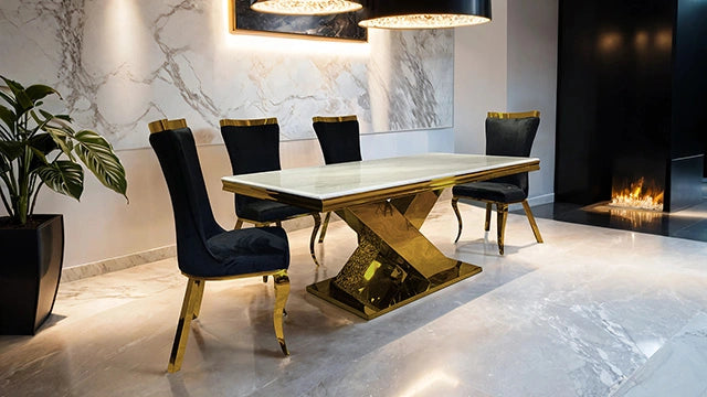 Basilicata Gold Chair (2/CTN) White, Gray, & Black