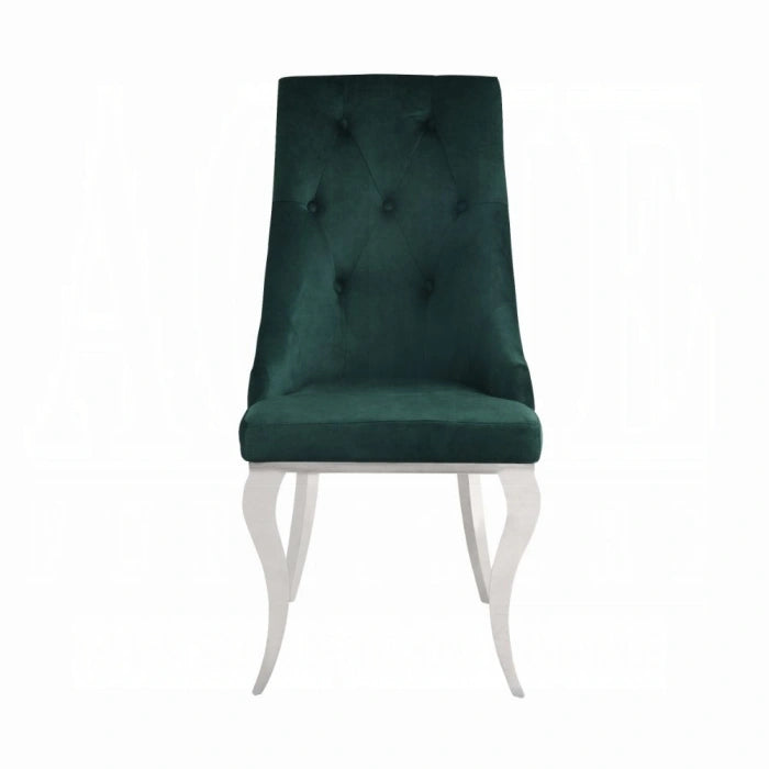 Dekel Green Fabric & Stainless Steel Side Chair