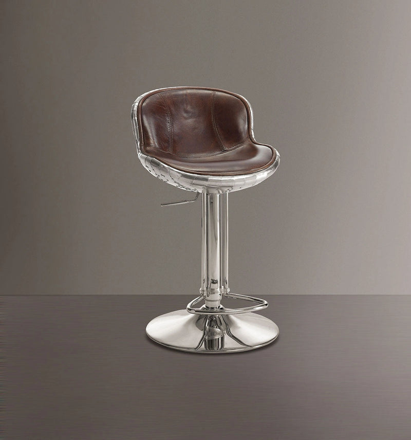 Acme Furniture Brancaster Adjustable Armless Swivel Stool in Vintage Brown (Set of 2) 96556
