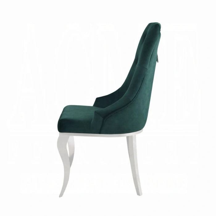 Dekel Green Fabric & Stainless Steel Side Chair
