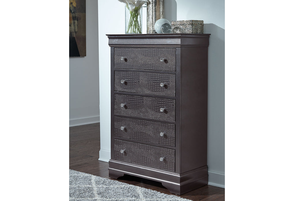 POMPEI METALLIC GREY QUEEN BED GROUP WITH LED