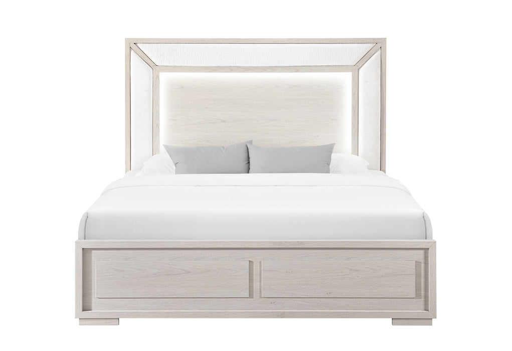 CLARA BEIGE KING BED WITH LED