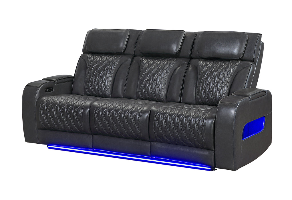 U8611 BLANCHE CHARCOAL POWER RECLINING SOFA WITH PHR AND LED