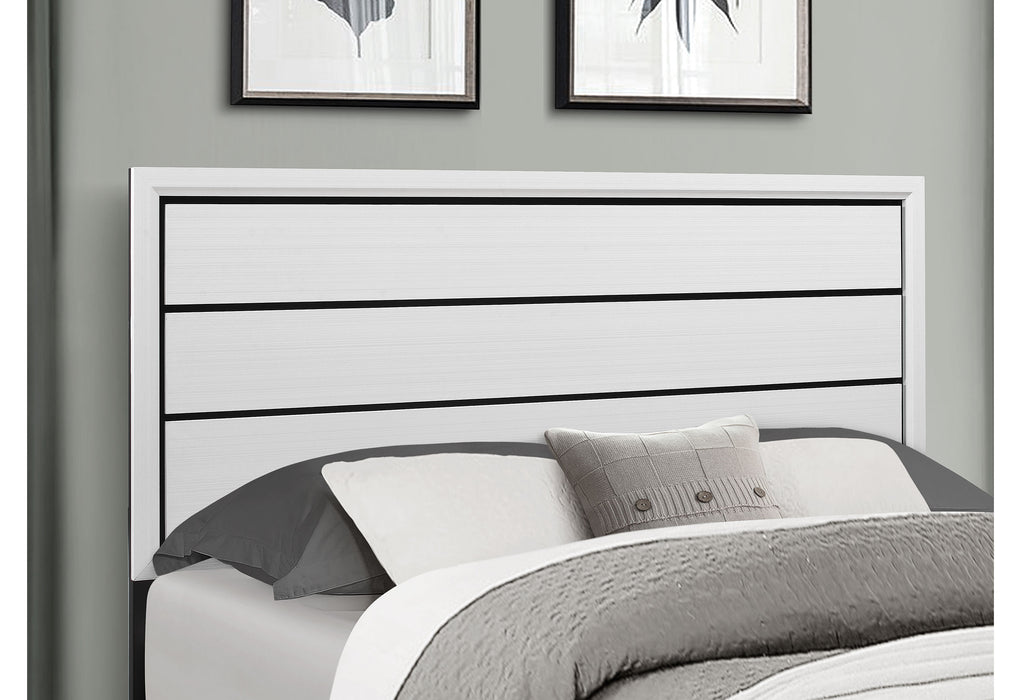 KATE WHITE KING BED, DRESSER, MIRROR AND NIGHTSTAND