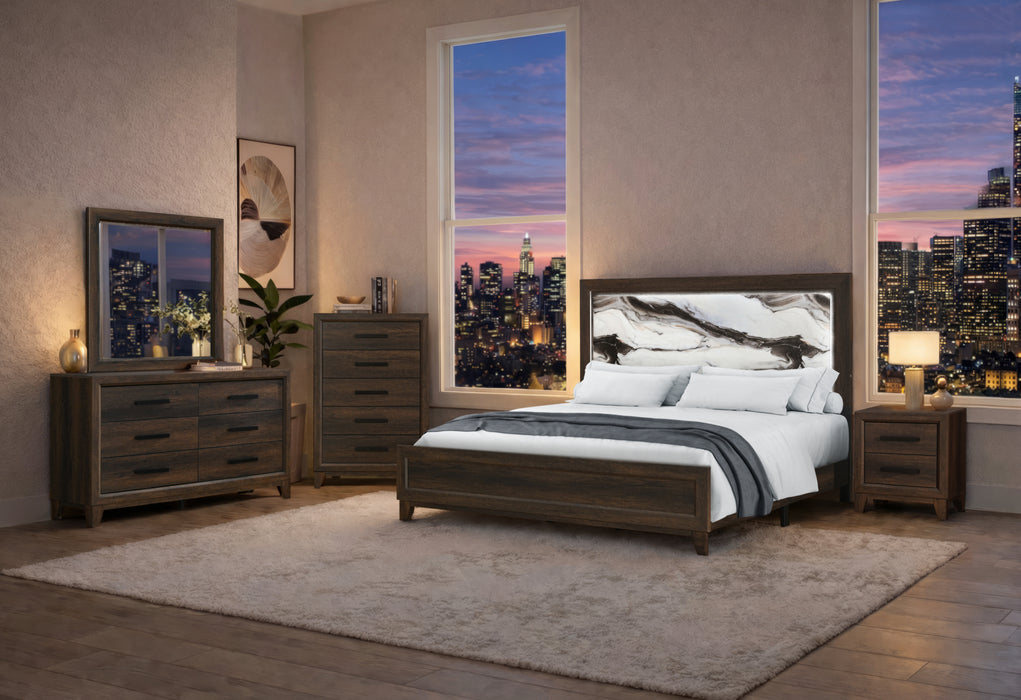 HARMONY BROWN QUEEN BED WITH LED