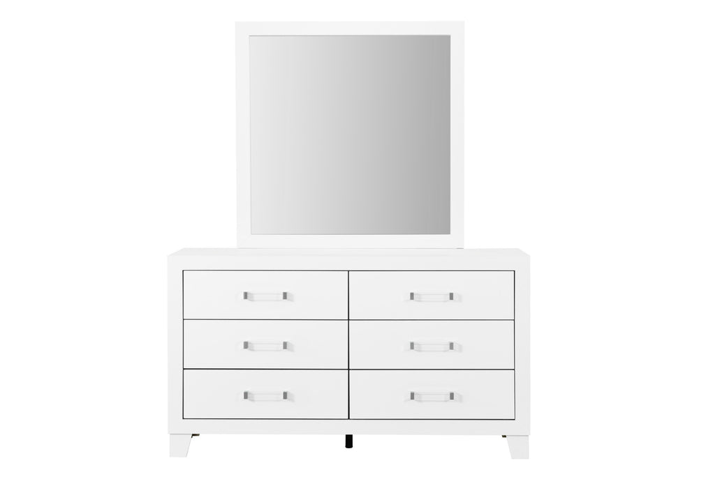 LUCCIA WHITE KING BED WITH LED, DRESSER, MIRROR, NIGHTSTAND