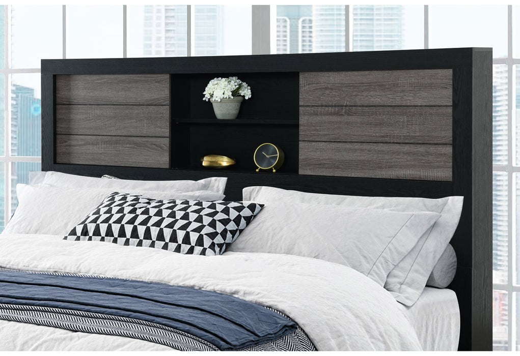 LISBON GREY/BLACK BOOKCASE TWIN BED GROUP