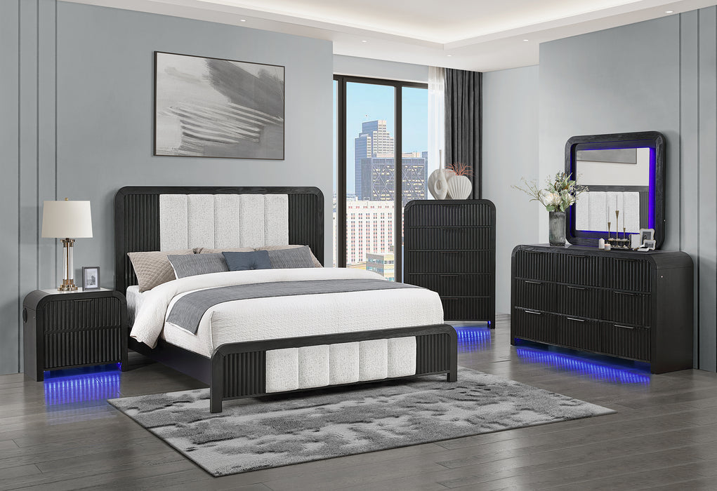 BECKETT WHITE/BLACK KING BED GROUP WITH COOLER & SPEAKER