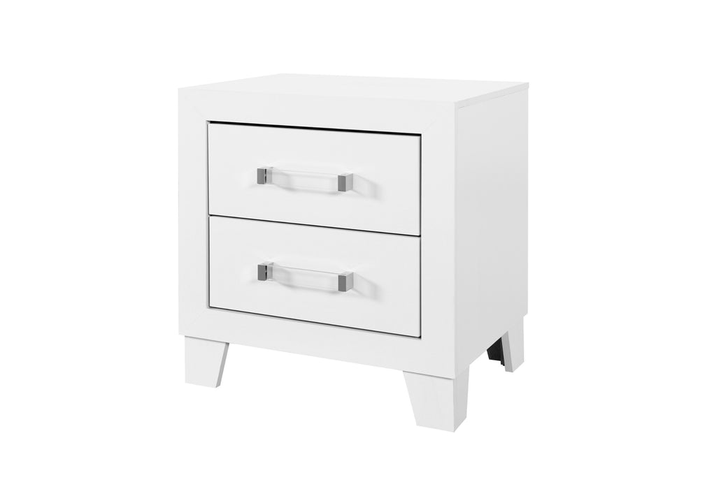 LUCCIA WHITE QUEEN BED WITH LED, DRESSER, MIRROR, NIGHTSTAND