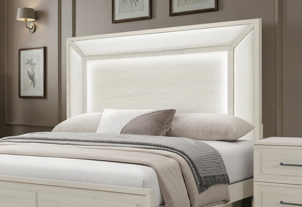 CLARA BEIGE KING BED WITH LED
