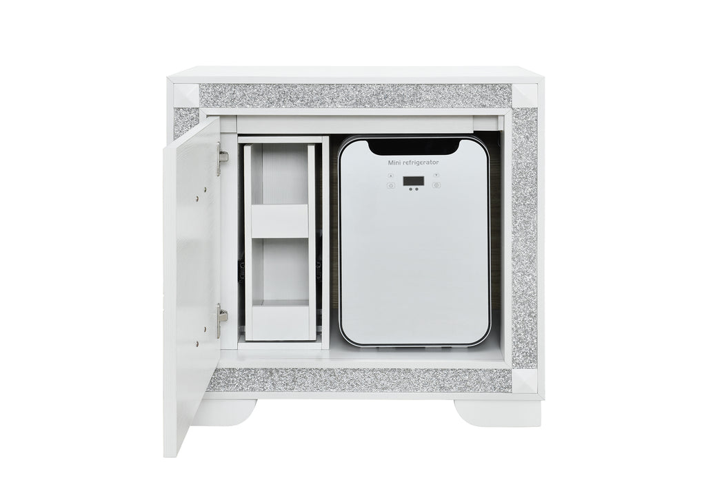 SOLEIL WHITE NIGHTSTAND WITH COOLER AND SPEAKER