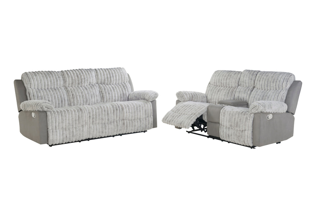 U6028 GREY RECLINING SOFA/CONSOLE RECLINING LOVESEAT