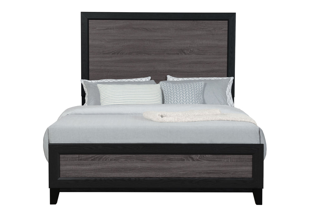 LISBON GREY/BLACK QUEEN BED, DRESSER, MIRROR AND NIGHTSTAND