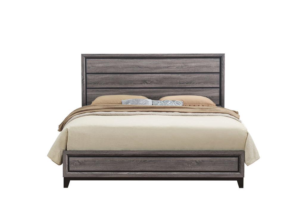 KATE FOIL GREY FULL BED, DRESSER, MIRROR AND NIGHTSTAND