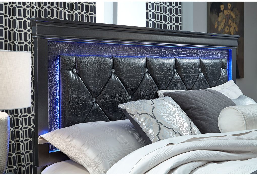 POMPEI METALLIC GREY QUEEN BED GROUP WITH LED