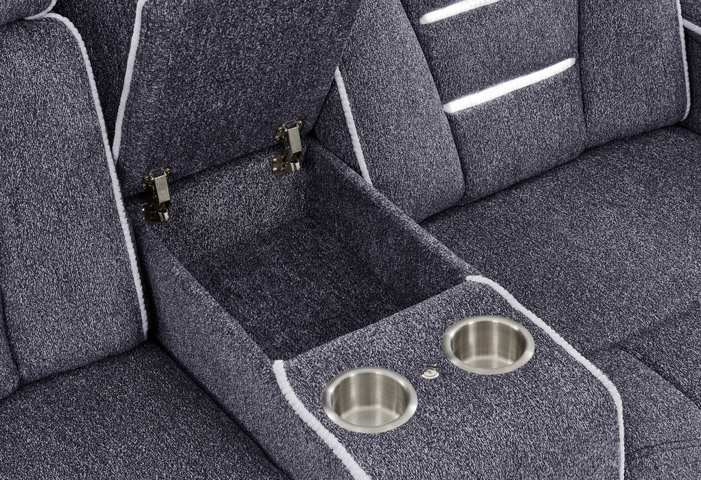 U1895 GREY P2 CONSOLE RECLINING LOVESEAT WITH IS AND LED
