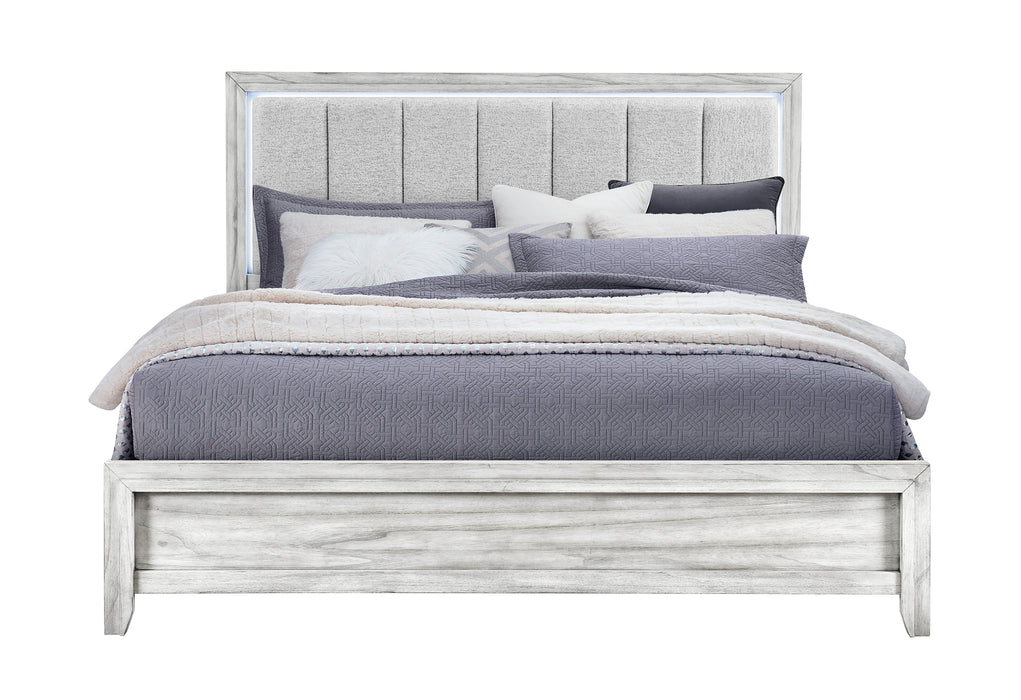 ELSIE GREY KING BED WITH LED