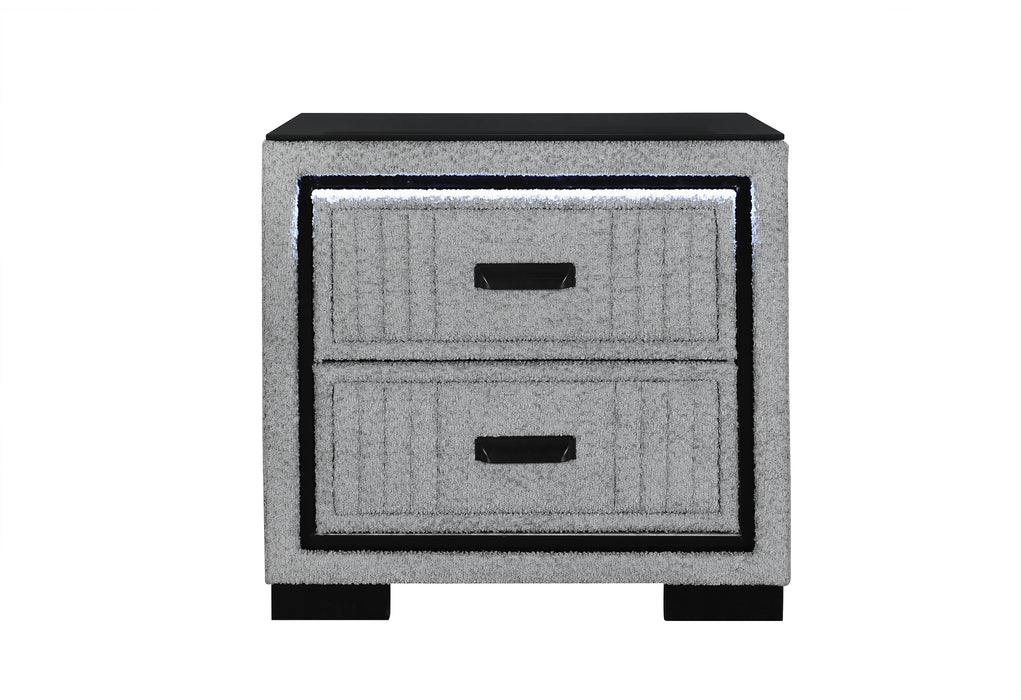 ISABELLA GREY NIGHTSTAND WITH LED