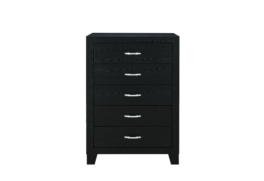 REID BLACK FULL BED, DRESSER, MIRROR AND NIGHTSTAND