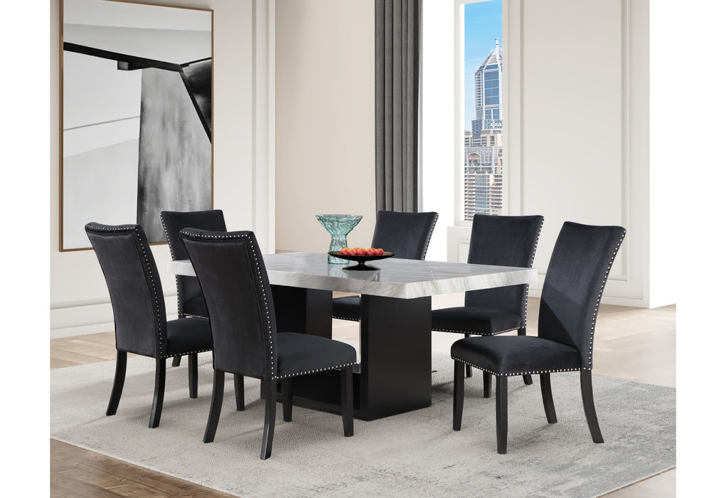 D02 DINING TABLE + 6 D03 BLACK DINING CHAIRS