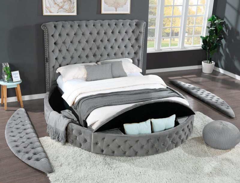 Round Velvet Queen Size Bed