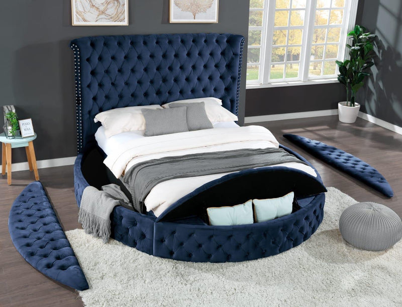 Round Velvet Queen Size Bed