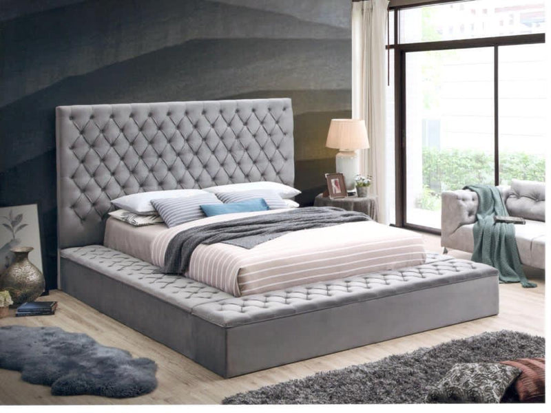 Velvet Queen Size Storage Bed