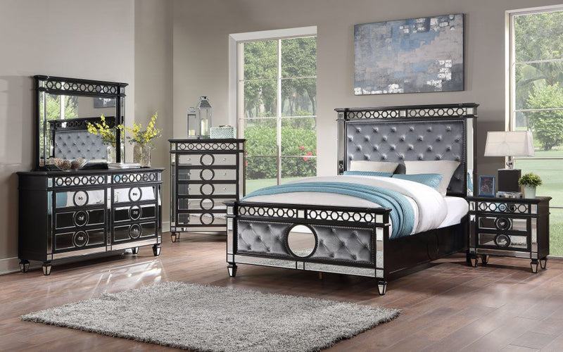 Velvet and Mirror Queen Bedroom