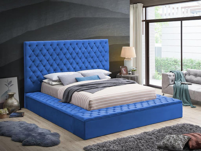 Velvet Queen Size Storage Bed