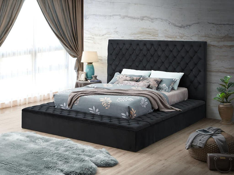 Velvet Queen Size Storage Bed
