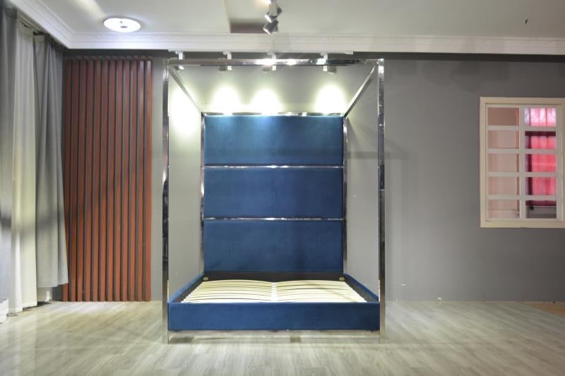 Velvet Canopy Queen Size Bed