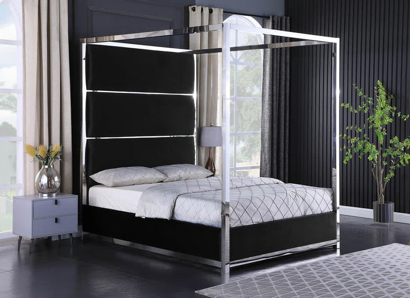 Velvet Canopy Queen Size Bed