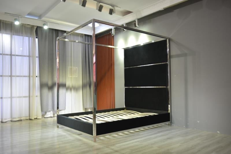 Velvet Canopy Queen Size Bed