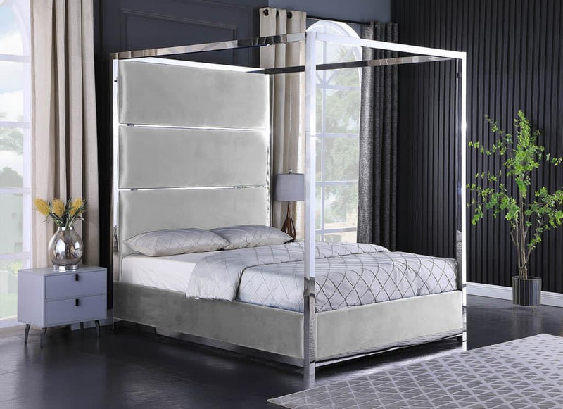 Velvet Canopy Queen Size Bed